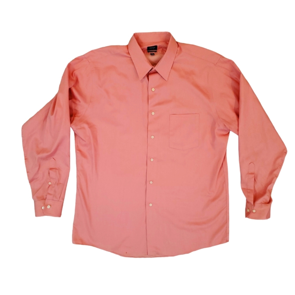 Arrow Men's Salmon Pink Button Down Long Sleeve‎ Dress Shirt XL